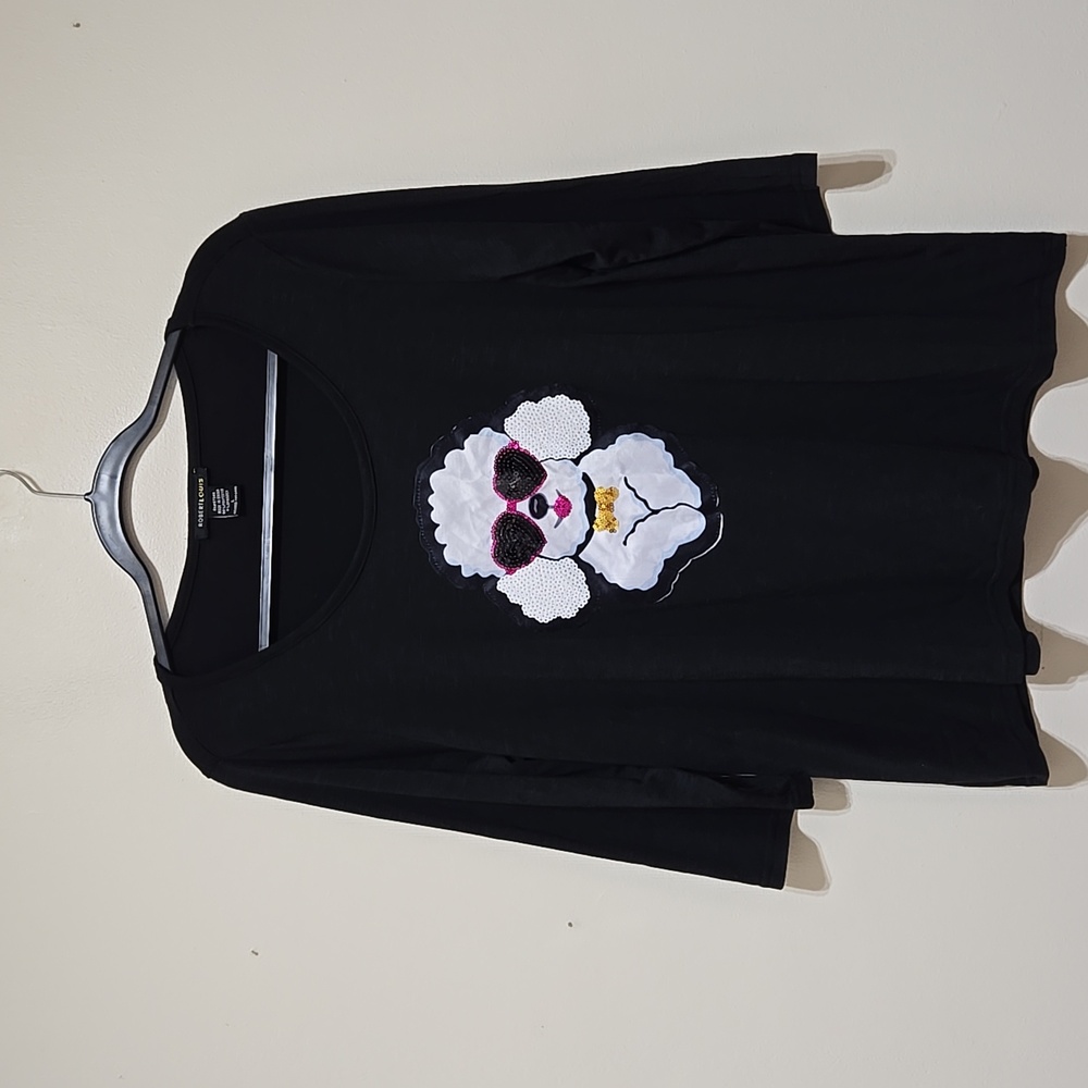 Robert Louis Black Top with Poodle Graphic